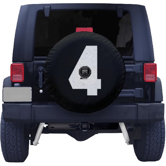 Jersey Block Number 4 Athletic Sports Uniform Back Spare Tire Covers