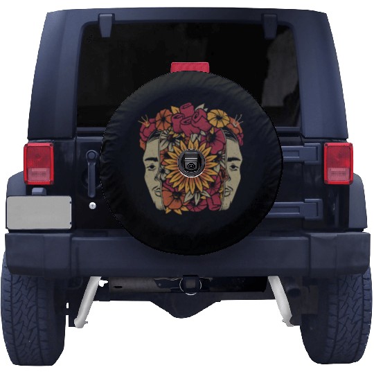 Frida Kahlo Head Flowers Spare Tire Covers