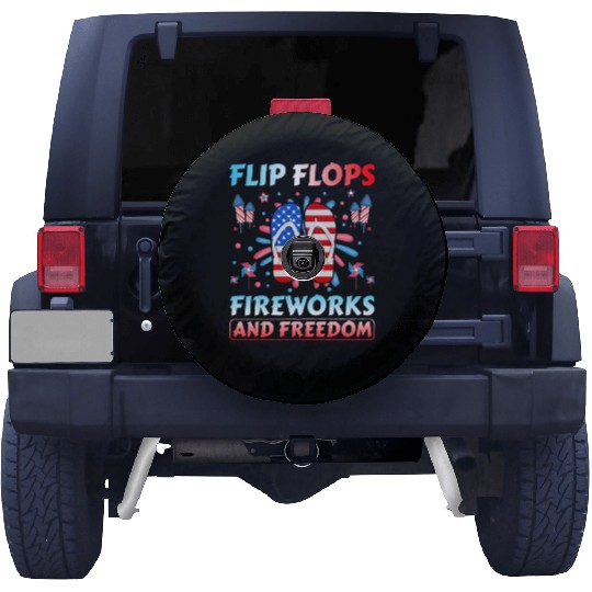 Flip Flops Fireworks and freedom Spare Tire Covers