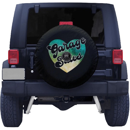 Garage Sales green yellow watercolor heart Spare Tire Covers