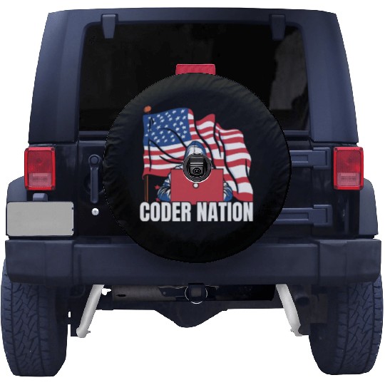 Programmer Coder Us Flag Programming Coding Spare Tire Covers