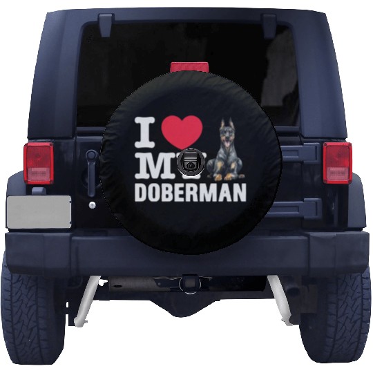 I Love My Doberman Spare Tire Covers