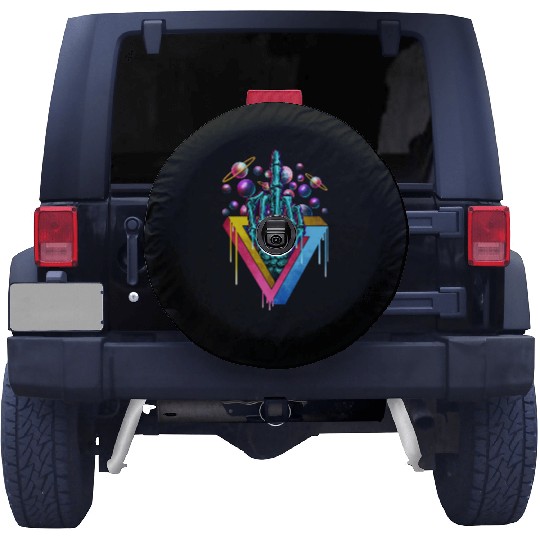 Trippy skeleton middle finger Spare Tire Covers