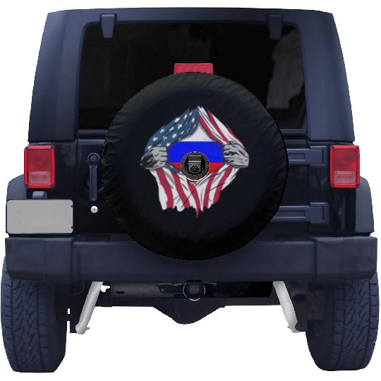 Russian American Blood Inside Me Country Flags Spare Tire Covers