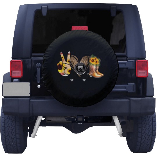 Sunflower Peace Love Country Cowgirl Midwest Boot Spare Tire Covers