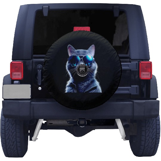 Cat With Sunglasses Cute Cat Mom Meow Paws Kitty Spare Tire Covers
