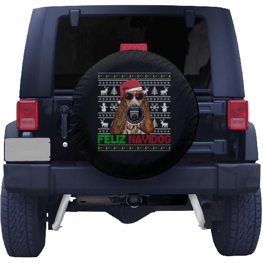 Basset Hound Dog Feliz Navidog Spare Tire Covers