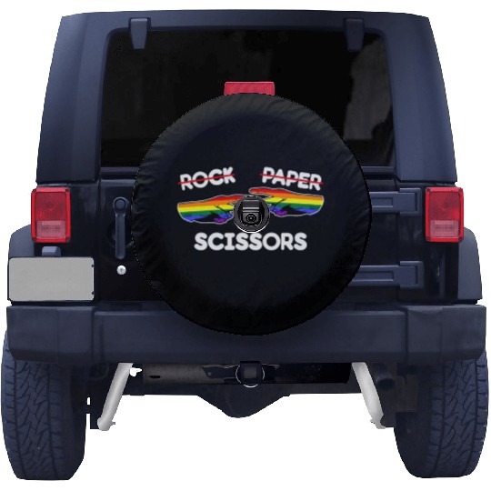 Rock Paper Scissors Funny Lesbian Pride LGBT Pun Spare Tire Covers