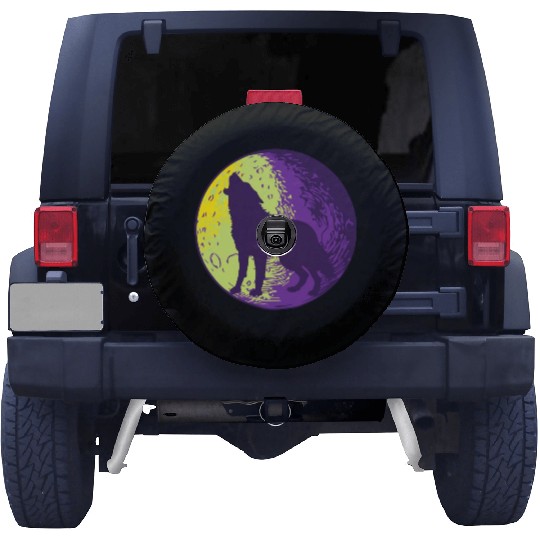 Howling wolf in the moon cool Spare Tire Covers