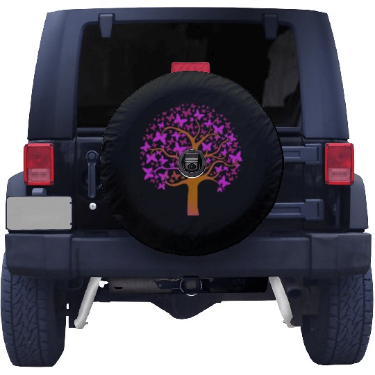 Purple Butterfly Nature Tree Spare Tire Covers