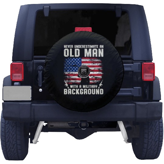 Never Underestimate An Old Man US Army Veteran Spare Tire Covers