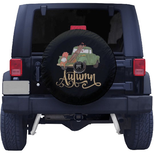Cute Gnome In Autumn Vintage Car Gnomes Lover Spare Tire Covers