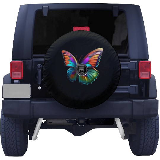 colorful flying butterfly 3d Multicolored wings Spare Tire Covers