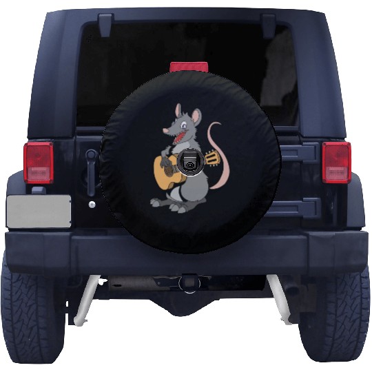 Comic Opossum Playing Guitar Spare Tire Covers