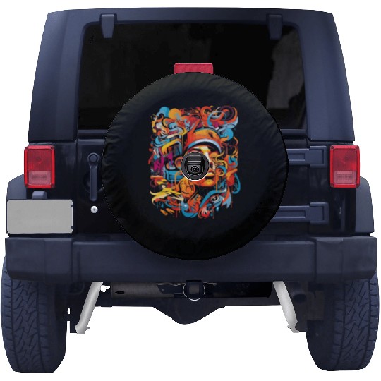 Music, hip-hop, rap, rapper, sound, gift. Spare Tire Covers