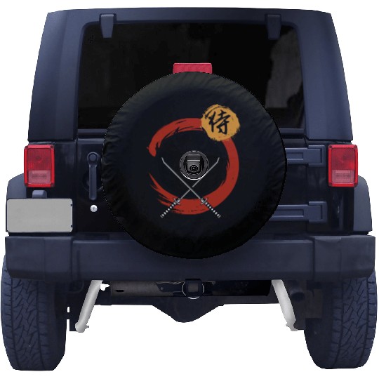 Samurai Warrior with Swords Spare Tire Covers