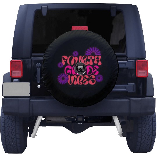 Fourth Grade Vibes for School Guys Neon Colors Flo Spare Tire Covers