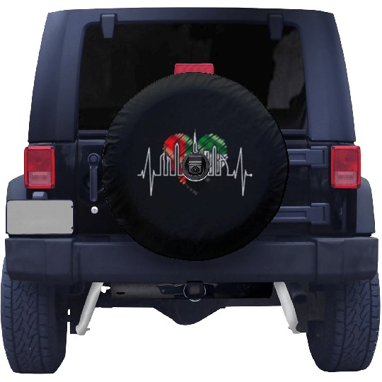 Dubai Skyline Heartbeat Burj Khalifa Love UAE Flag Spare Tire Covers
