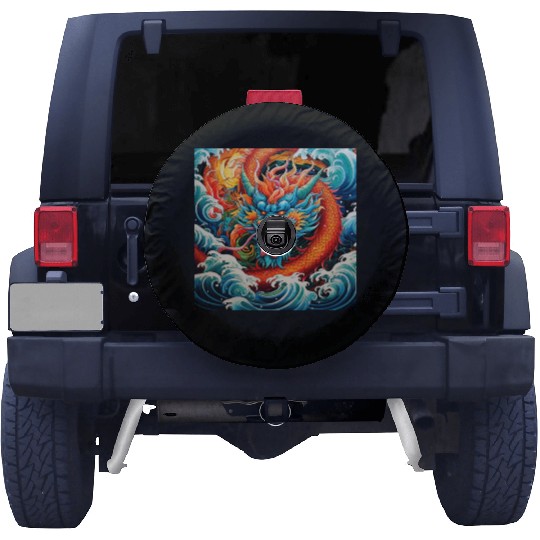 dragon pattern circle pentel color 4 Spare Tire Covers