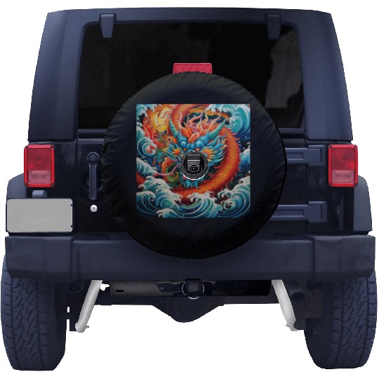 dragon pattern circle pentel color 4 Spare Tire Covers