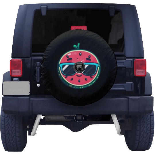 Kawaii Melon with Sunglasses: Summer Fruit Chill Spare Tire Covers