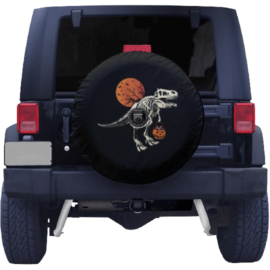 Dinosaur Skeleton Pumpkin Lazy Creepy Halloween Spare Tire Covers