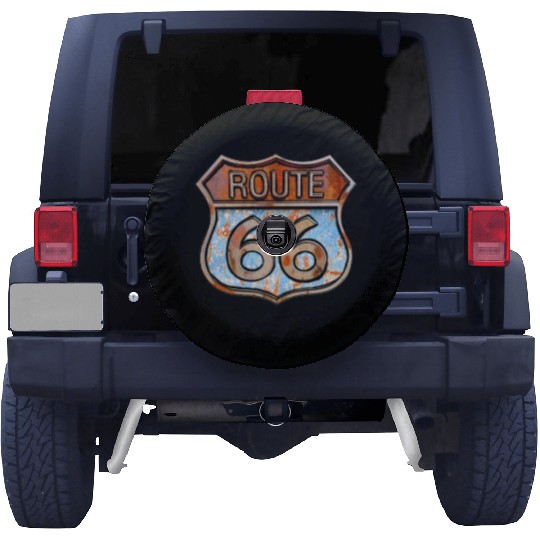 Route 66 vintage sign - Rusty metal sign 3 Spare Tire Covers