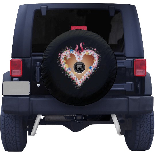 Gingerbread heart folk festival with flowers Spare Tire Covers