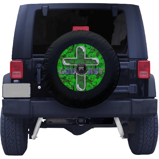 God First [2] Green Spare Tire Covers