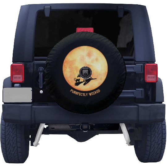 Wicked Cat Witch Funny Halloween Witch Spare Tire Covers