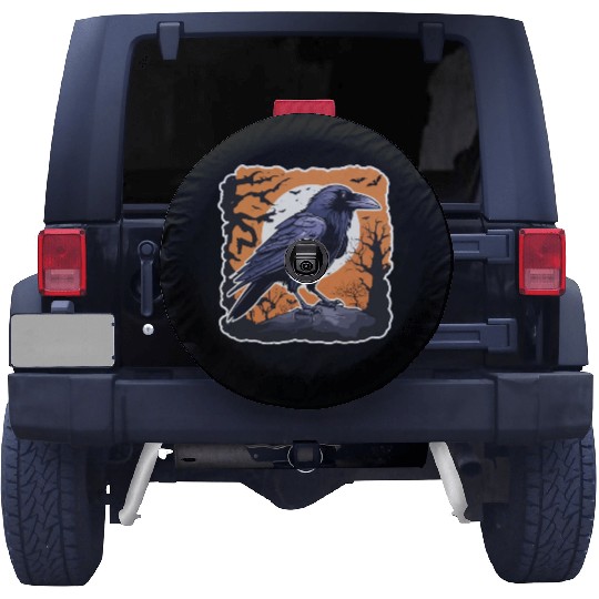 Crow and the orange sky Spare Tire Covers