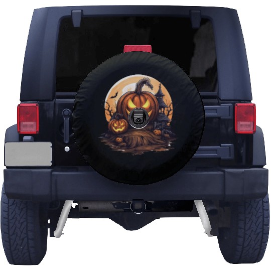 Halloween Haunted House Spell Pumpkin Bat Spare Tire Covers