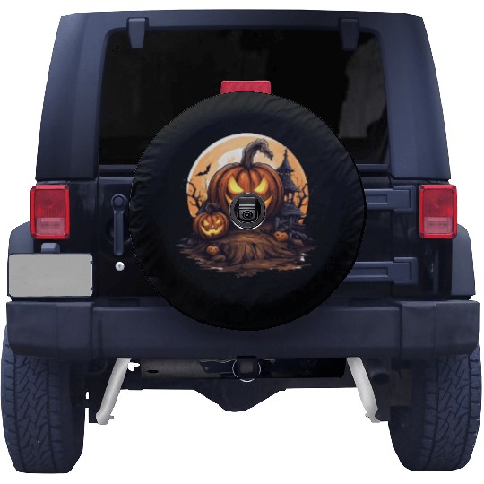 Halloween Haunted House Spell Pumpkin Bat Spare Tire Covers
