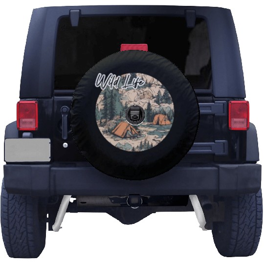 Wild Life / Forest / Camping / Tent / Tree / River Spare Tire Covers