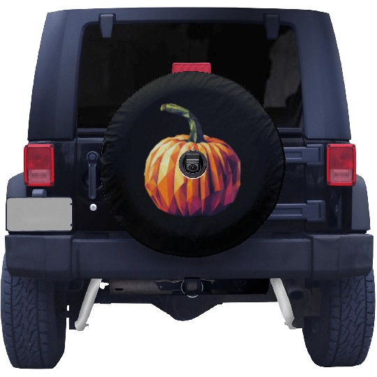 Autumn Magic: Geometric Pumpkin in Polygon Art Spare Tire Covers