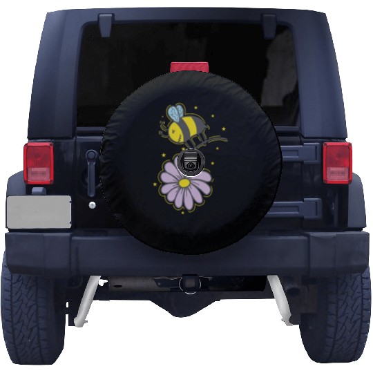 Bee with Flower Animals Nature Honey Spare Tire Covers