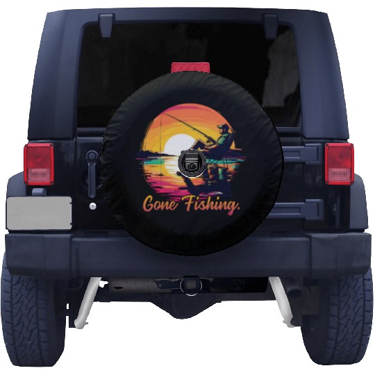 Anglers at sunset Gone Fishing Spare Tire Covers