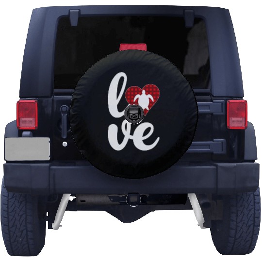 Sea Turtle Lover Buffalo Plaid Love Turtle Spare Tire Covers