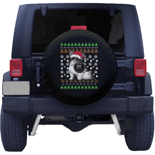 Merry Christmas, French Bulldog, Dog lovers gift Spare Tire Covers