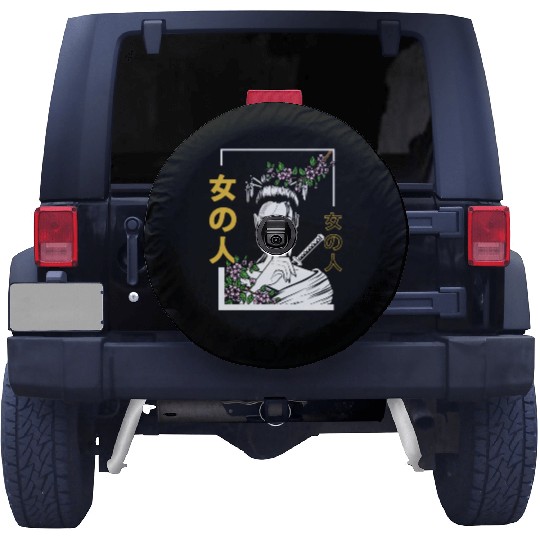 Japanese Samurai Floral Warrior Flower Woman Spare Tire Covers