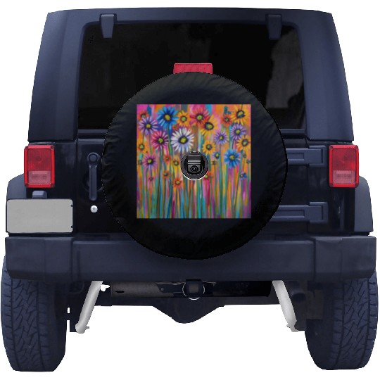 Wildflowers graffiti Spare Tire Covers