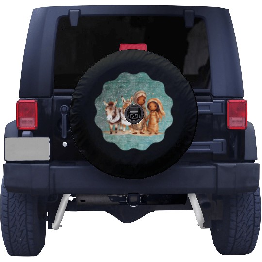 Christmas Nativity Scene Shepherds and Sheep Spare Tire Covers