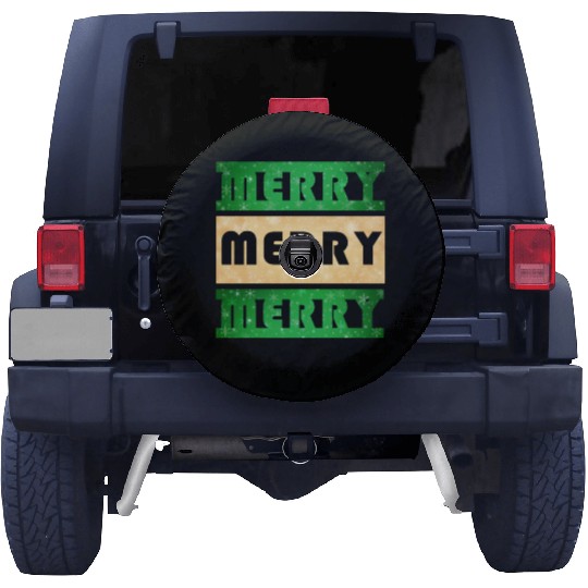 Merry Merry Merry Green and Gold Spare Tire Covers