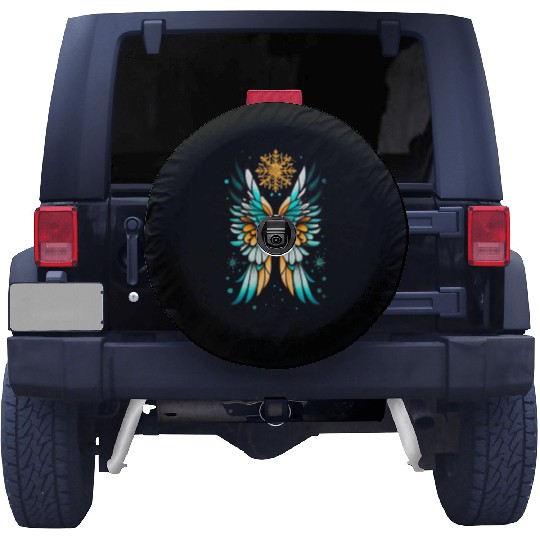 Angel Wings Embracing Snowflakes Spare Tire Covers