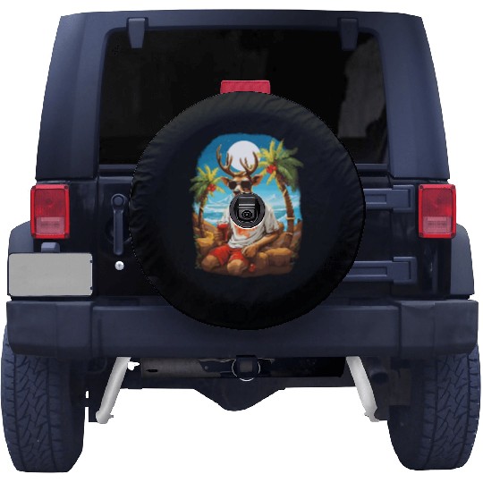Tropical Reindeer Holiday Escape Spare Tire Covers