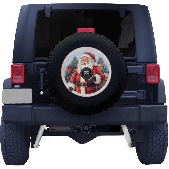3D christmassticker circle Santa Claus Spare Tire Covers