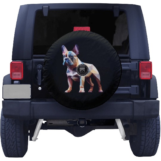 French bulldog, polygon dog,polygon art Spare Tire Covers