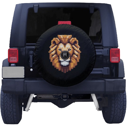 Retro Pixel Art Lion Head Design - Cool Spare Tire Covers