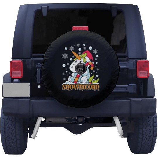 Wintertime Snownicorn Snowflakes Unicorn Spare Tire Covers