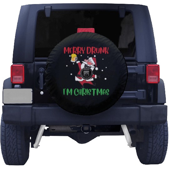 Merry Drunk I'm Christmas Funny Santa Claus Spare Tire Covers